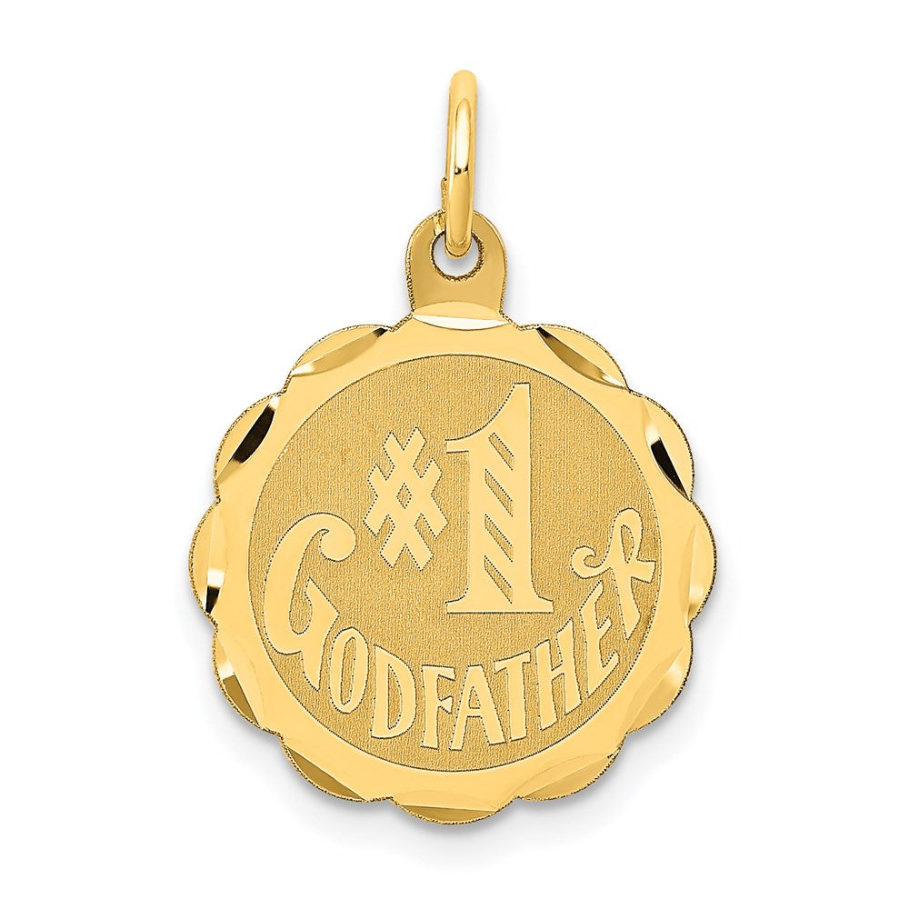 Polished;14k Yellow gold;Stamped;Engravable;Faceted;Brocaded disc