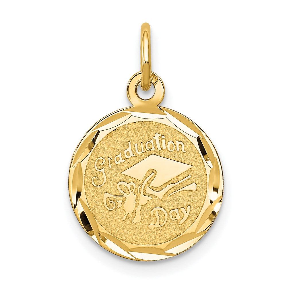 Solid;Diamond-cut;Polished;Die struck;14k Yellow gold;Flat back;Engravable;Brocaded disc