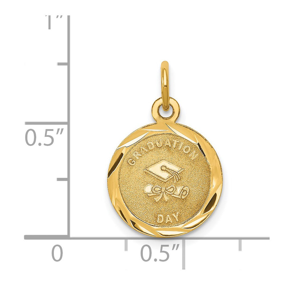 14k GRADUATION DAY with Cap 13mm Engravable Disc Charm