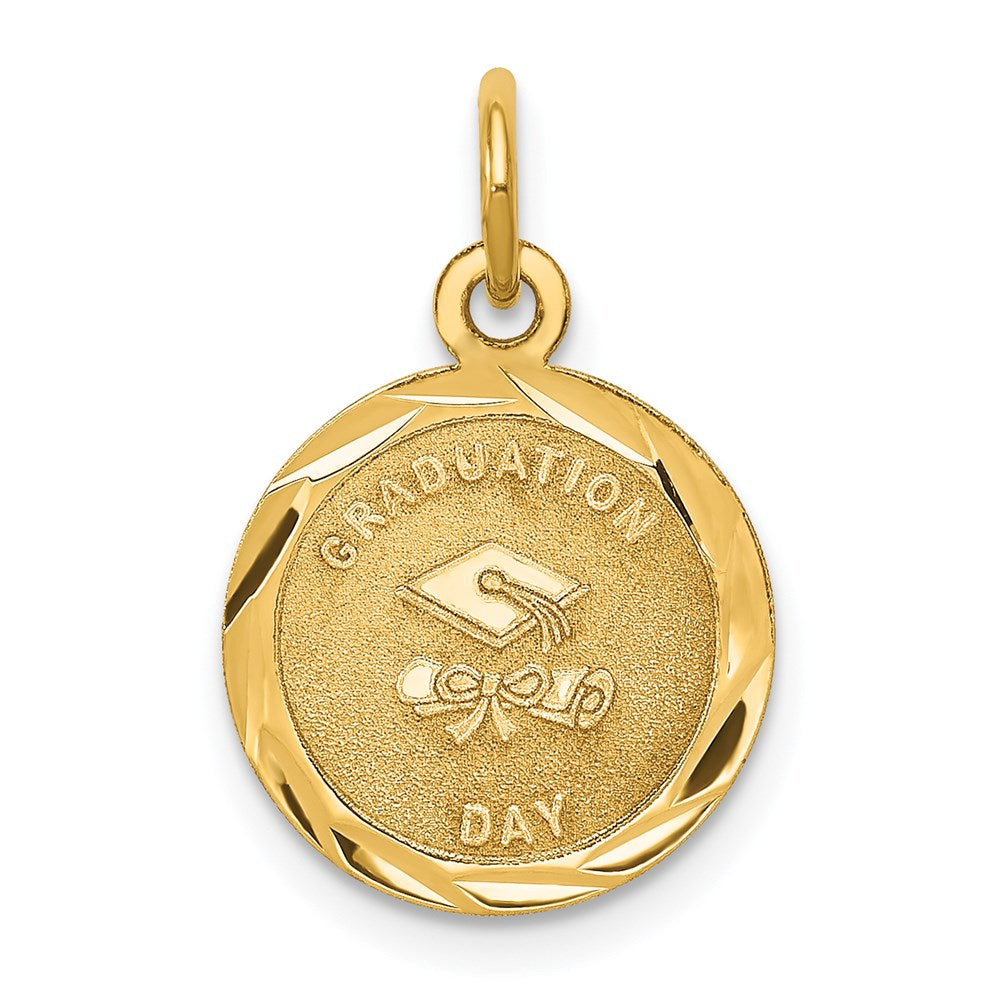 Solid;Polished;Die struck;14k Yellow gold;Engravable;Brocaded disc