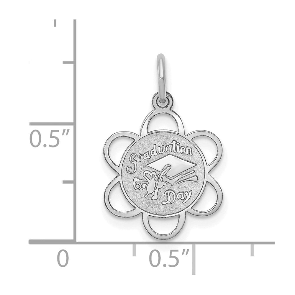 14k White Gold GRADUATION DAY Scalloped Edge Charm