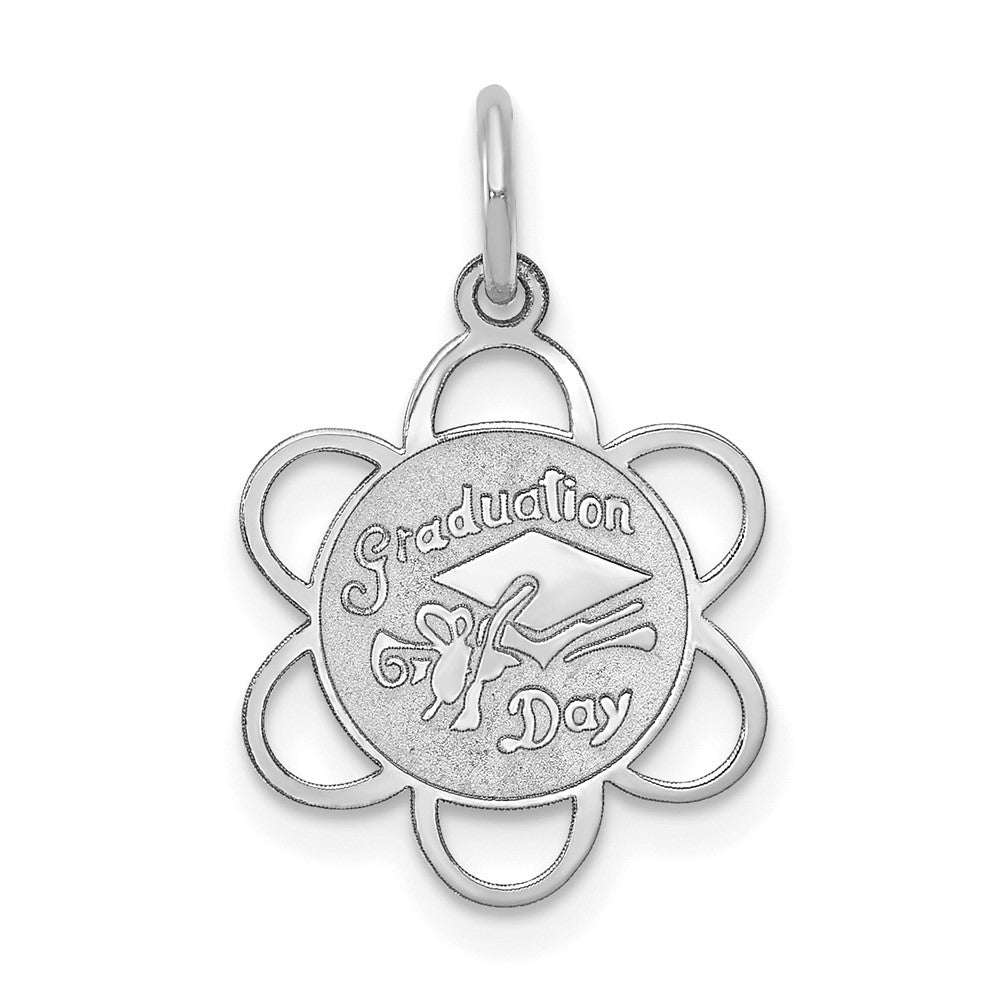 14k White Gold GRADUATION DAY Scalloped Edge Charm