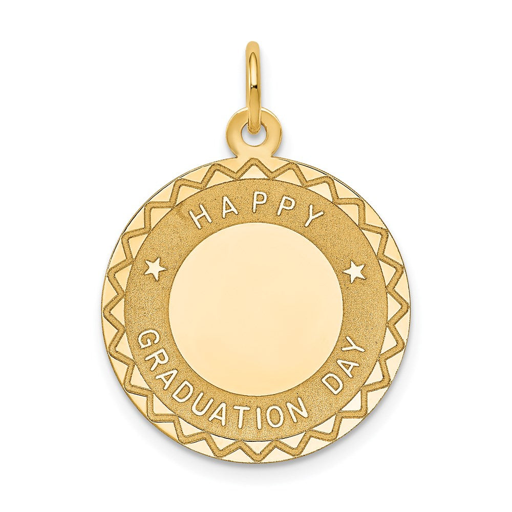 Solid;Polished;Die struck;14k Yellow gold;Engravable;Brocaded disc