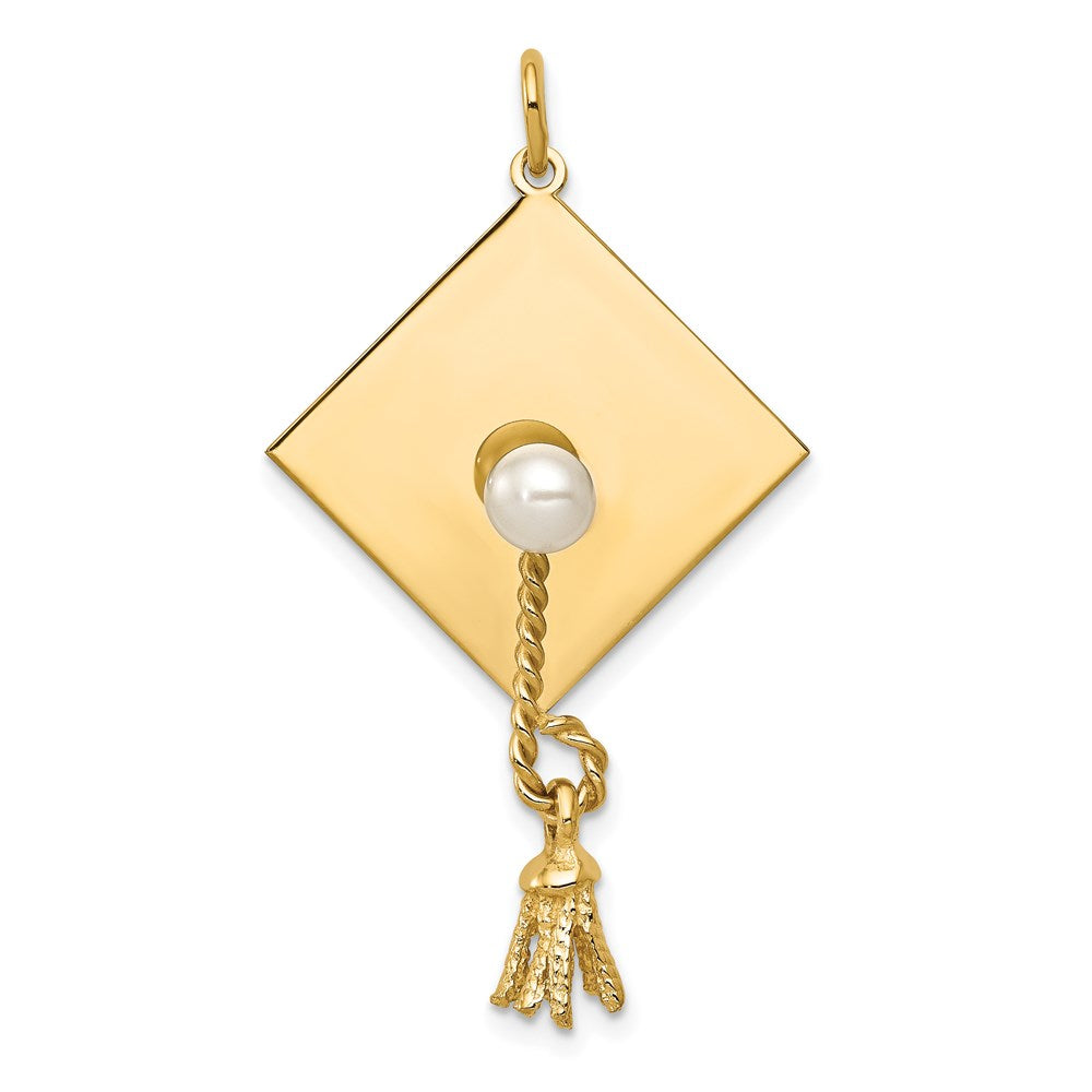 Solid;Casted;Polished;3-D;14k Yellow gold;Freshwater cultured pearl;Not engraveable