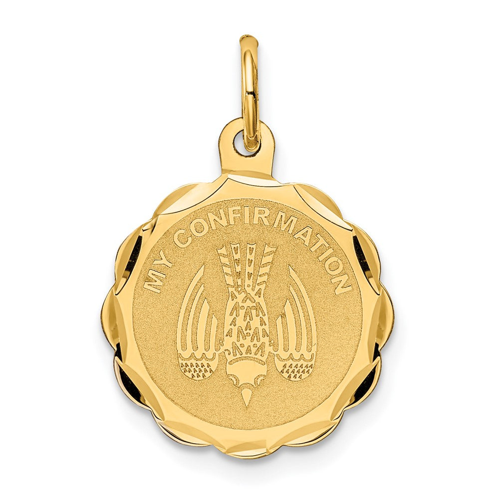 Diamond-cut;Polished;Satin;14k Yellow gold;Flat back;Engravable;Brocaded disc