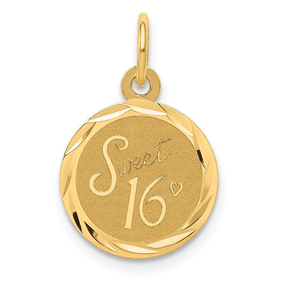 Solid;Polished;14k Yellow gold;Flat back;Engravable;Faceted;Laser Etched