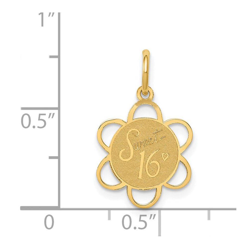 14k SWEET 16 Engravable Disc Charm