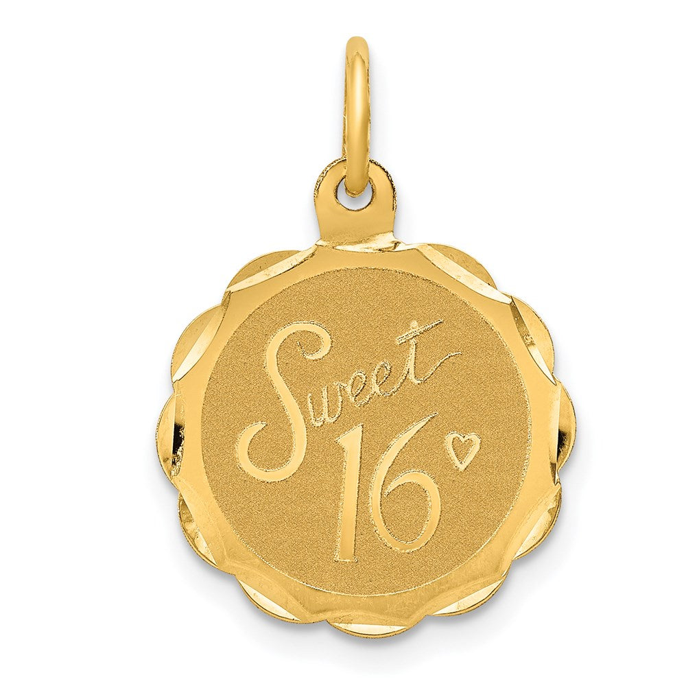Solid;Polished;14k Yellow gold;Flat back;Engravable;Faceted;Laser Etched