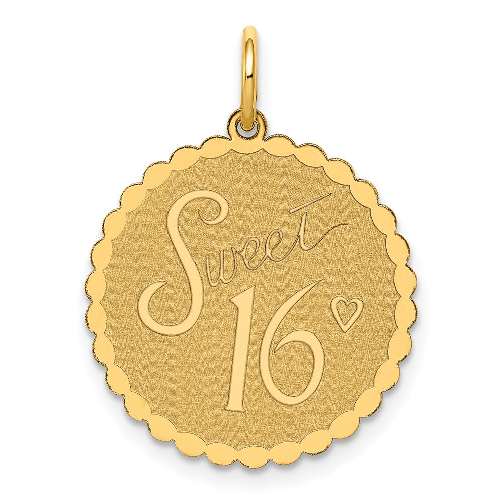 Solid;Polished;14k Yellow gold;Flat back;Engravable;Faceted;Laser Etched