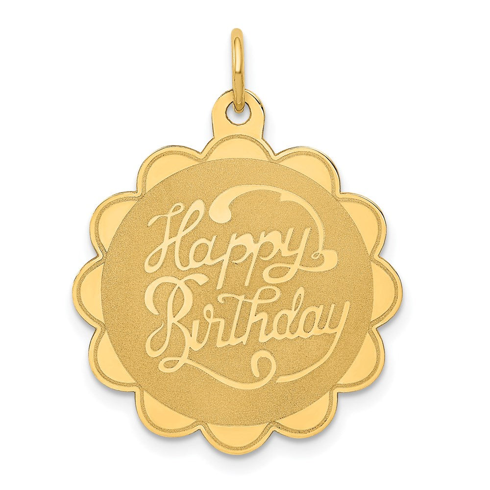 Solid;Polished;14k Yellow gold;Flat back;Engravable;Faceted;Laser Etched
