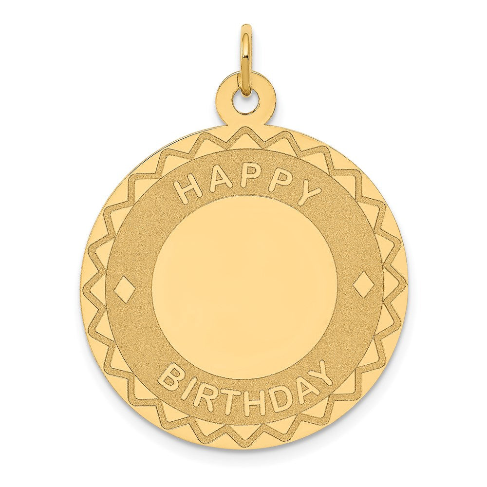 Solid;Polished;14k Yellow gold;Flat back;Engravable;Faceted;Laser Etched
