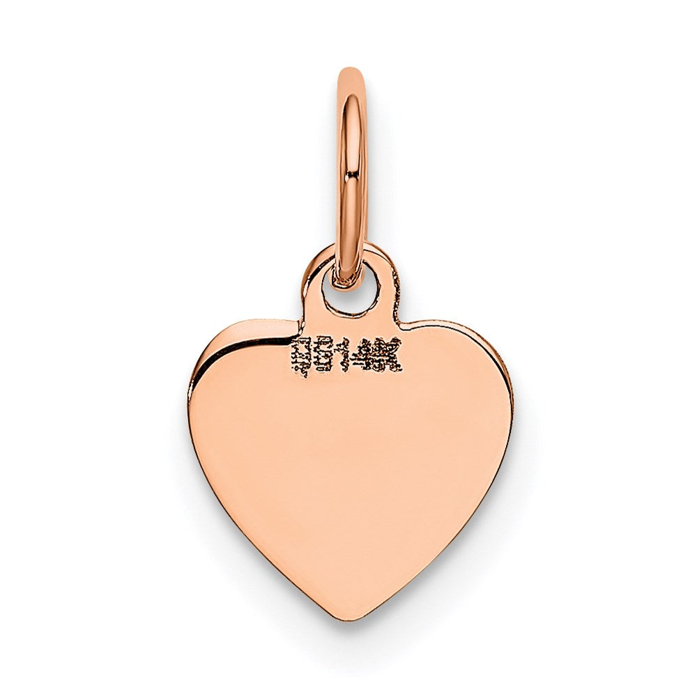 14K Rose Gold Polished Engravable 9mm Heart Disc Pendant
