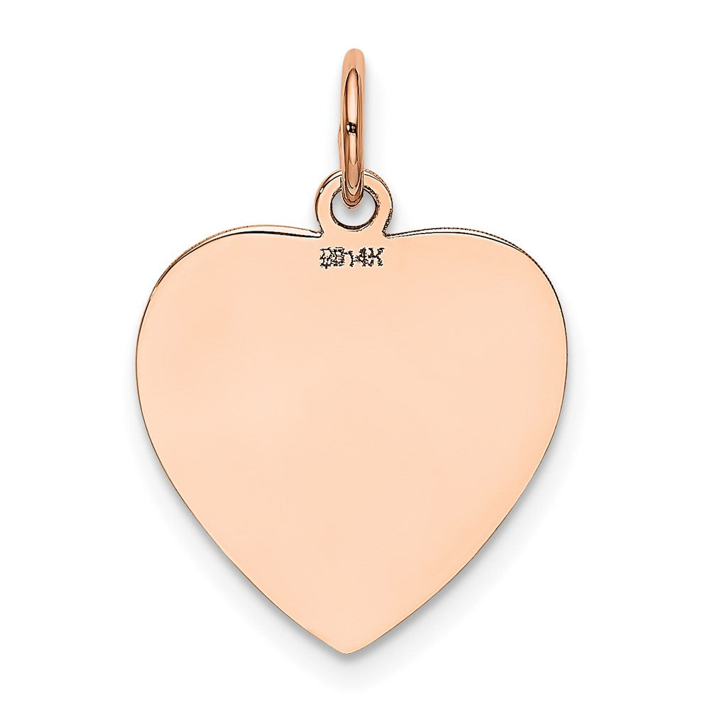 14K Rose Gold Polished Engravable 16mm Heart Disc Pendant