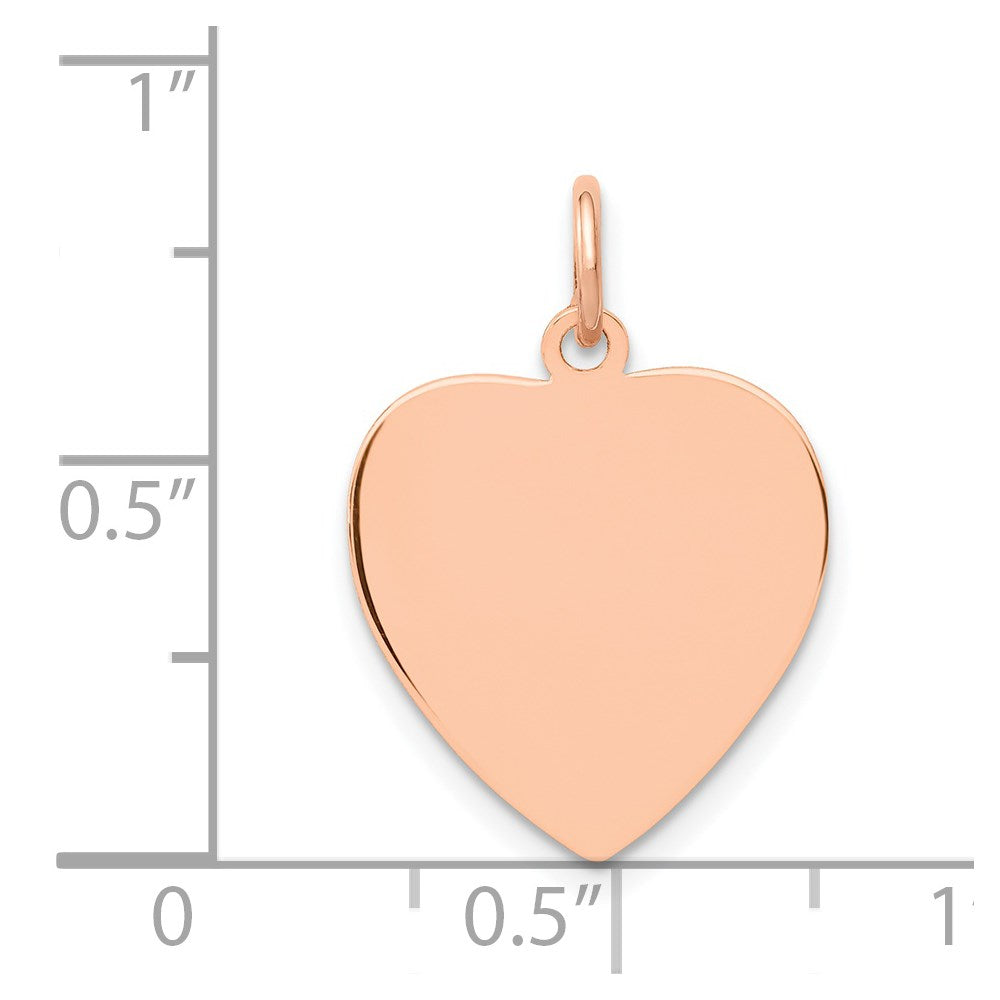 14K Rose Gold Polished Engravable 16mm Heart Disc Pendant