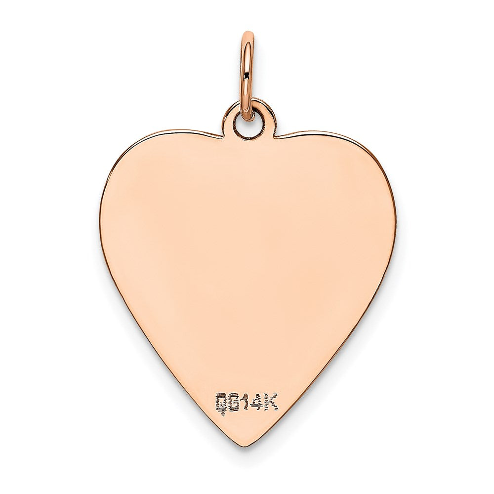 14K Rose Gold Polished Engravable 19mm Heart Disc Pendant