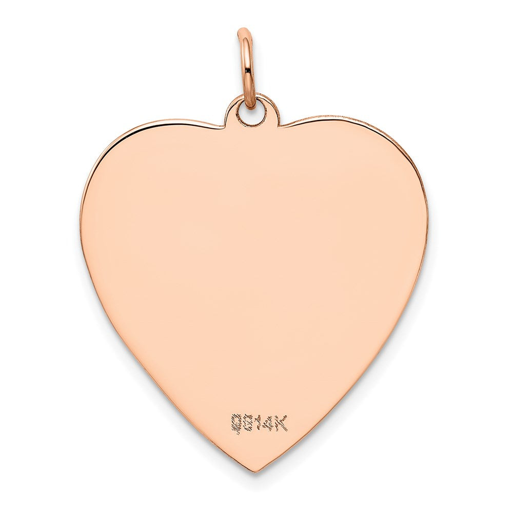 14K Rose Gold Polished Engravable 25mm Heart Disc Pendant