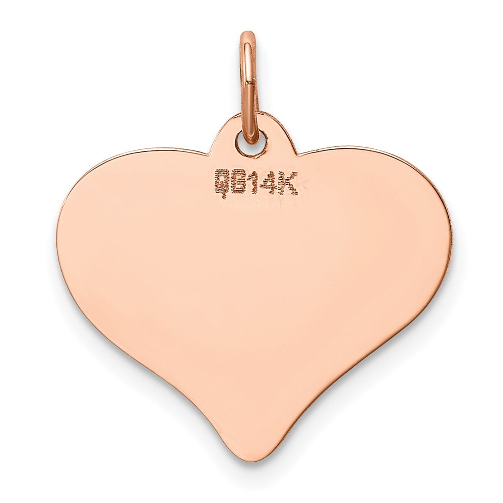 14K Rose Gold Polished Engravable 18mm Heart Disc Pendant