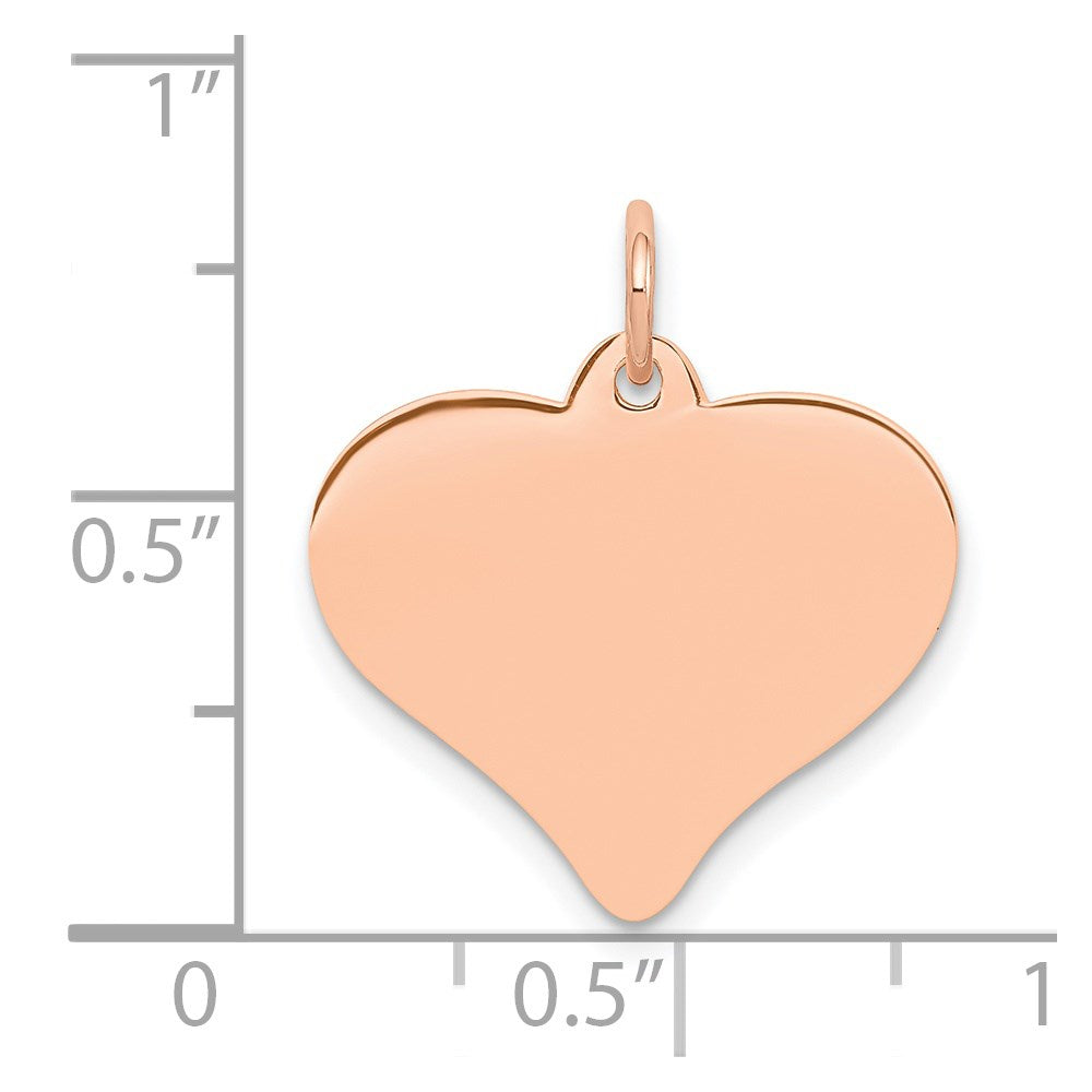 14K Rose Gold Polished Engravable 18mm Heart Disc Pendant