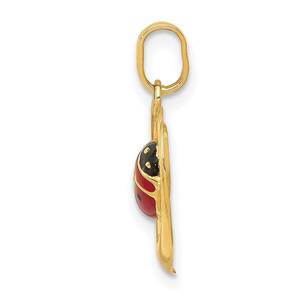 14k Red and Black Enameled Ladybug in Heart Charm