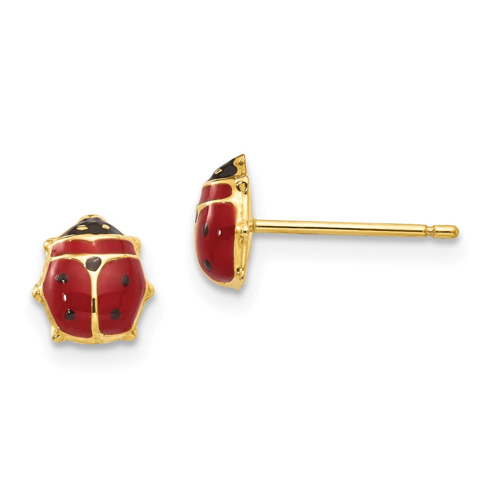 Casted;Polished;14k Yellow gold;Hollow;Post;Enamel