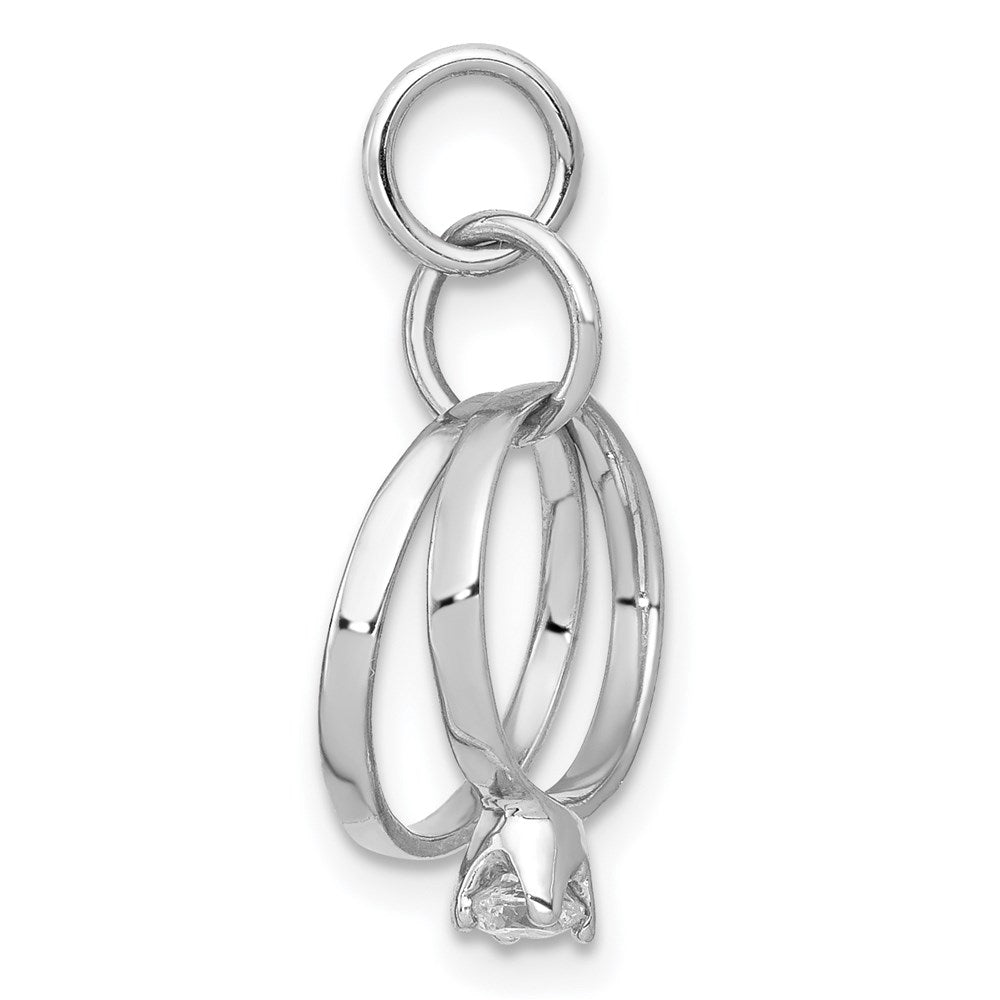 14k White Gold Polished 3-D CZ Wedding Rings Charm
