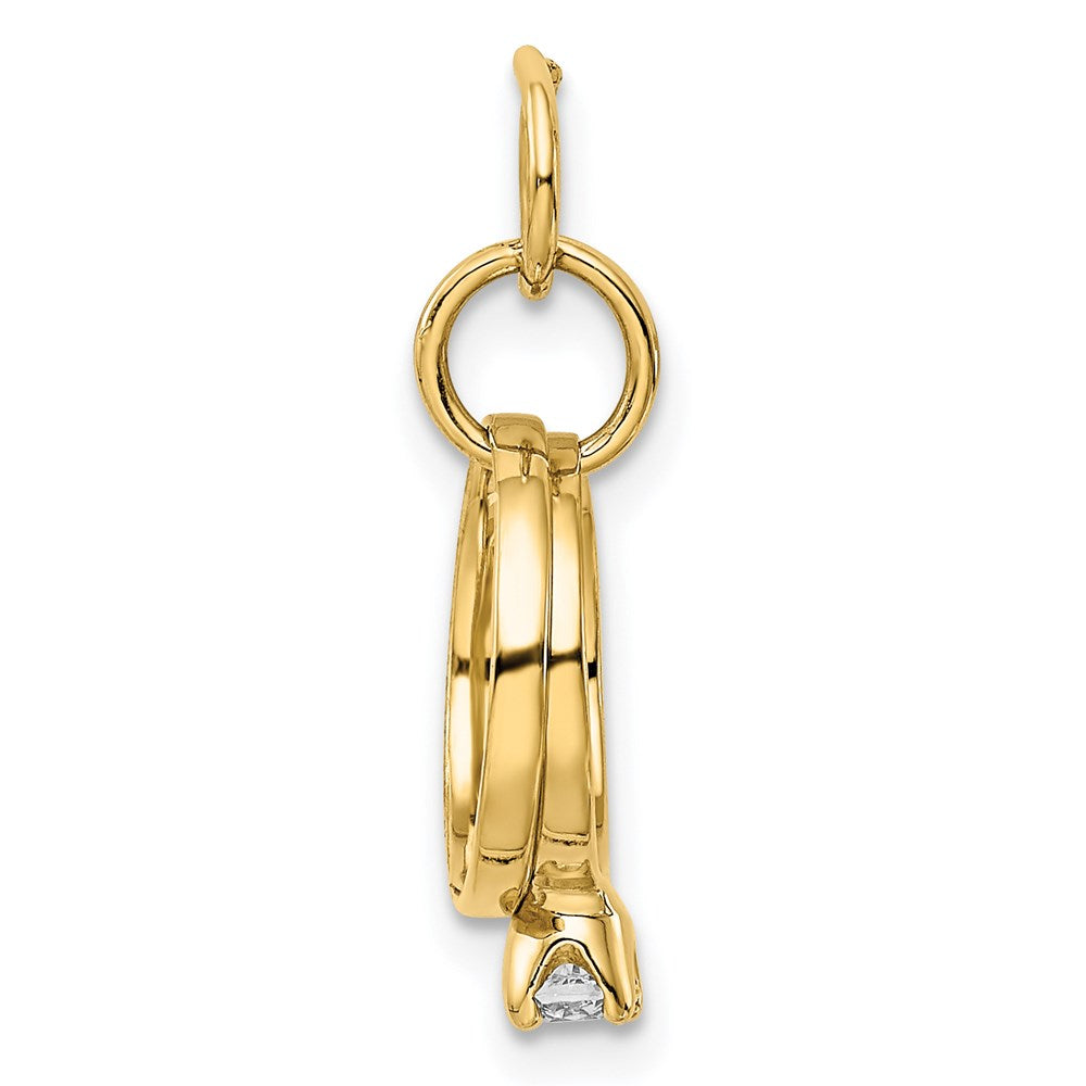 14k White Gold Polished 3-D CZ Wedding Rings Charm