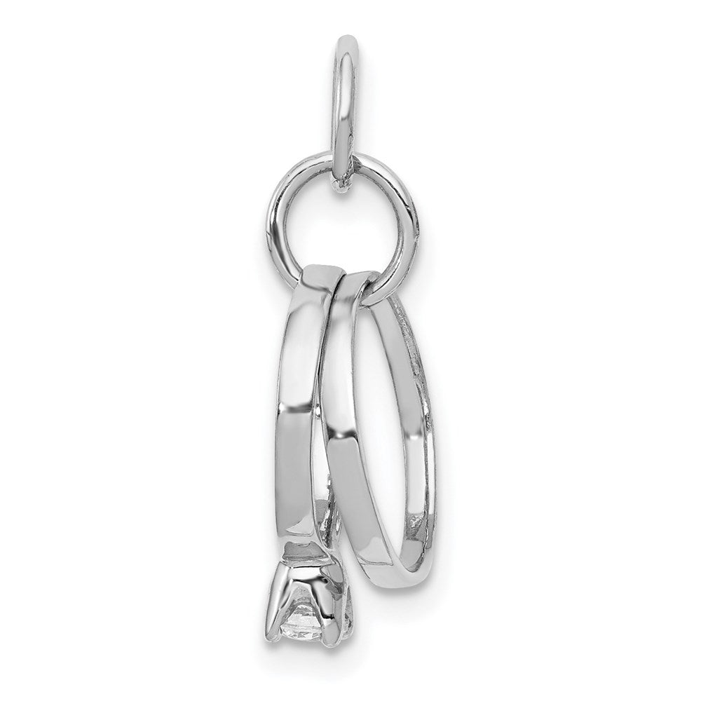 Polished;14K White gold;CZ