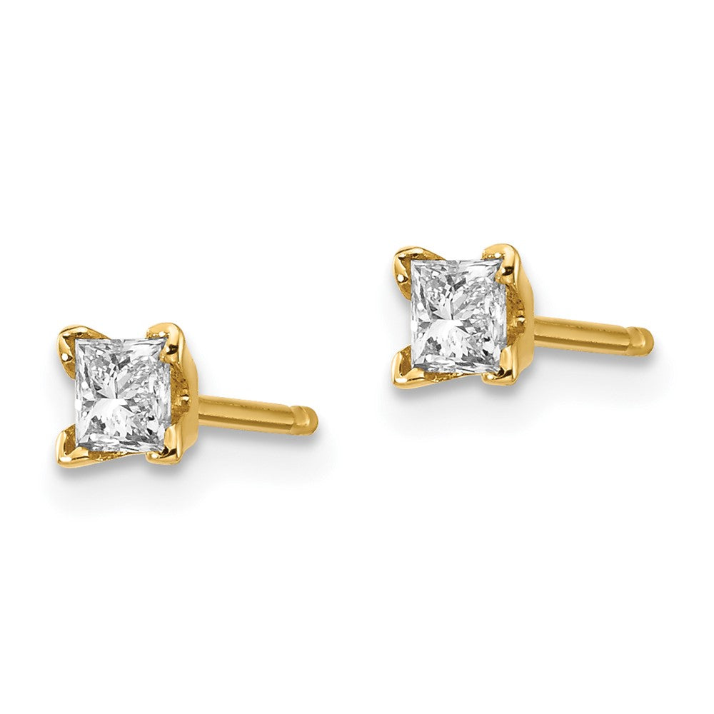 14k AA Quality Complete Princess-cut Diamond Stud Earrings
