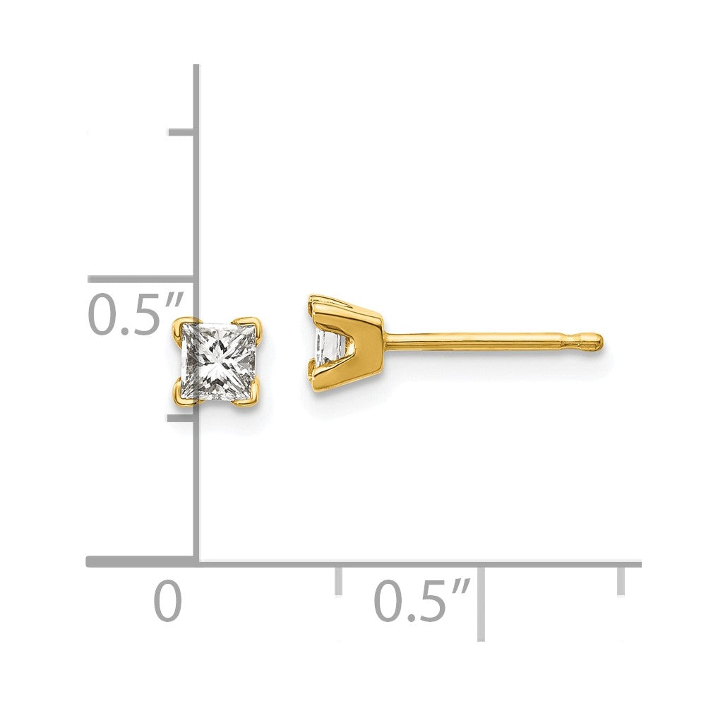 14k AA Quality Complete Princess-cut Diamond Stud Earrings