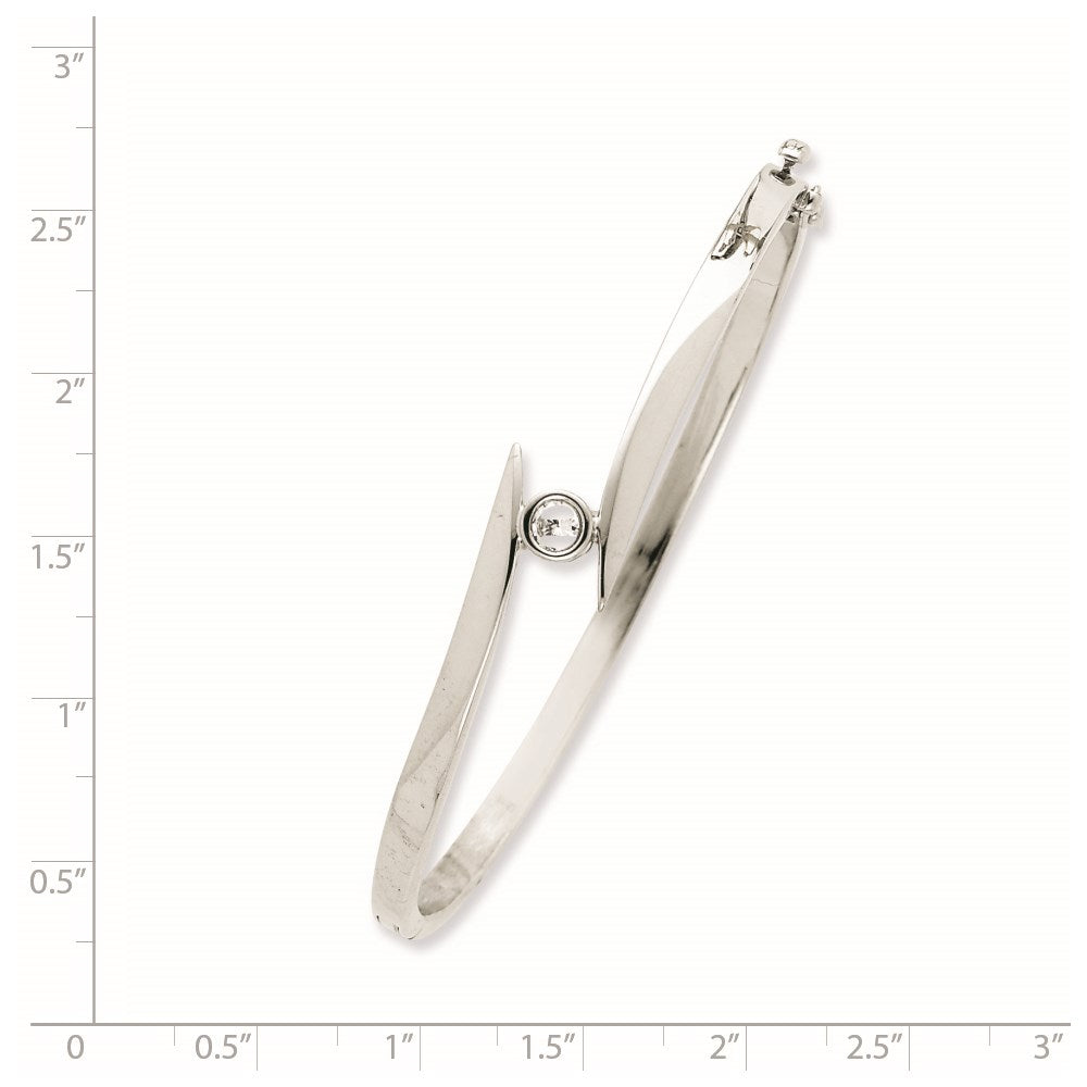 14k White Gold Holds 1/4 carat 4.0mm Round Stone Hinged Oval Bangle Bracelet Mounting