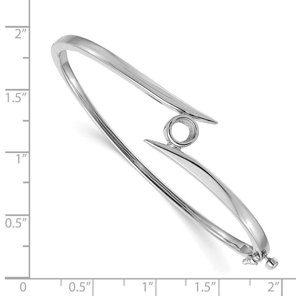 14k White Gold Holds 1/2 carat 5.0mm Round Stone Hinged Oval Bangle Bracelet Mounting