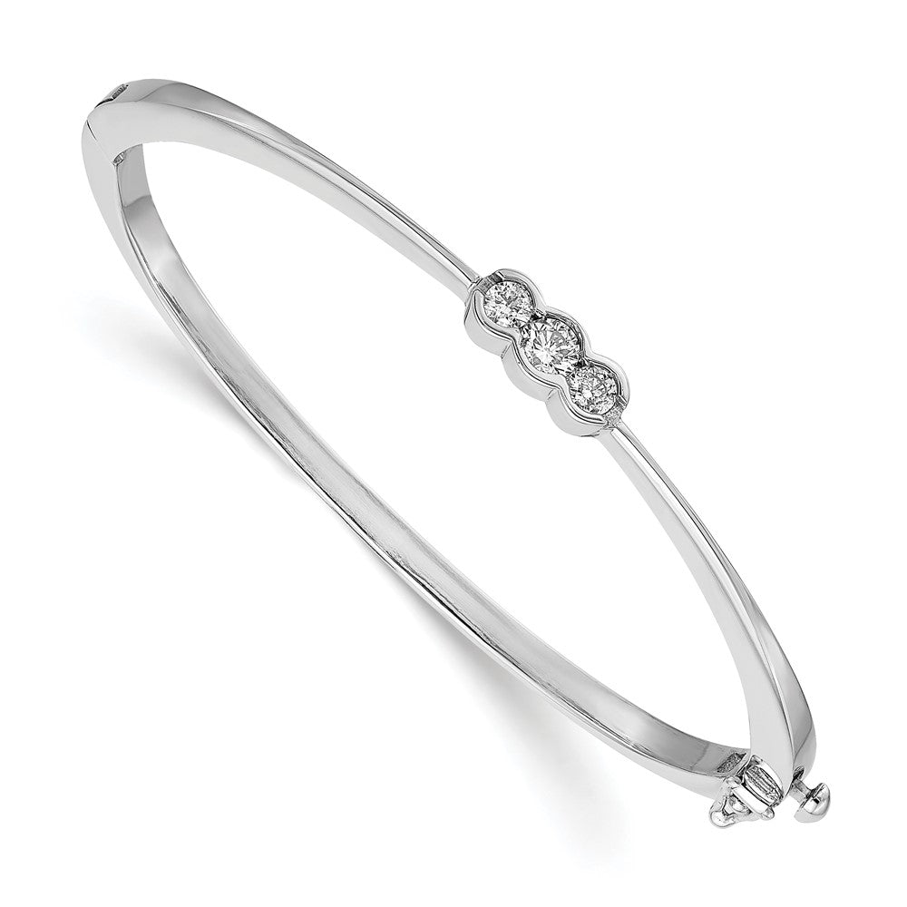 Solid;Casted;Polished;14K White gold;Hinged;Genuine;Diamond;Safety clasp;No safety bar;AA quality