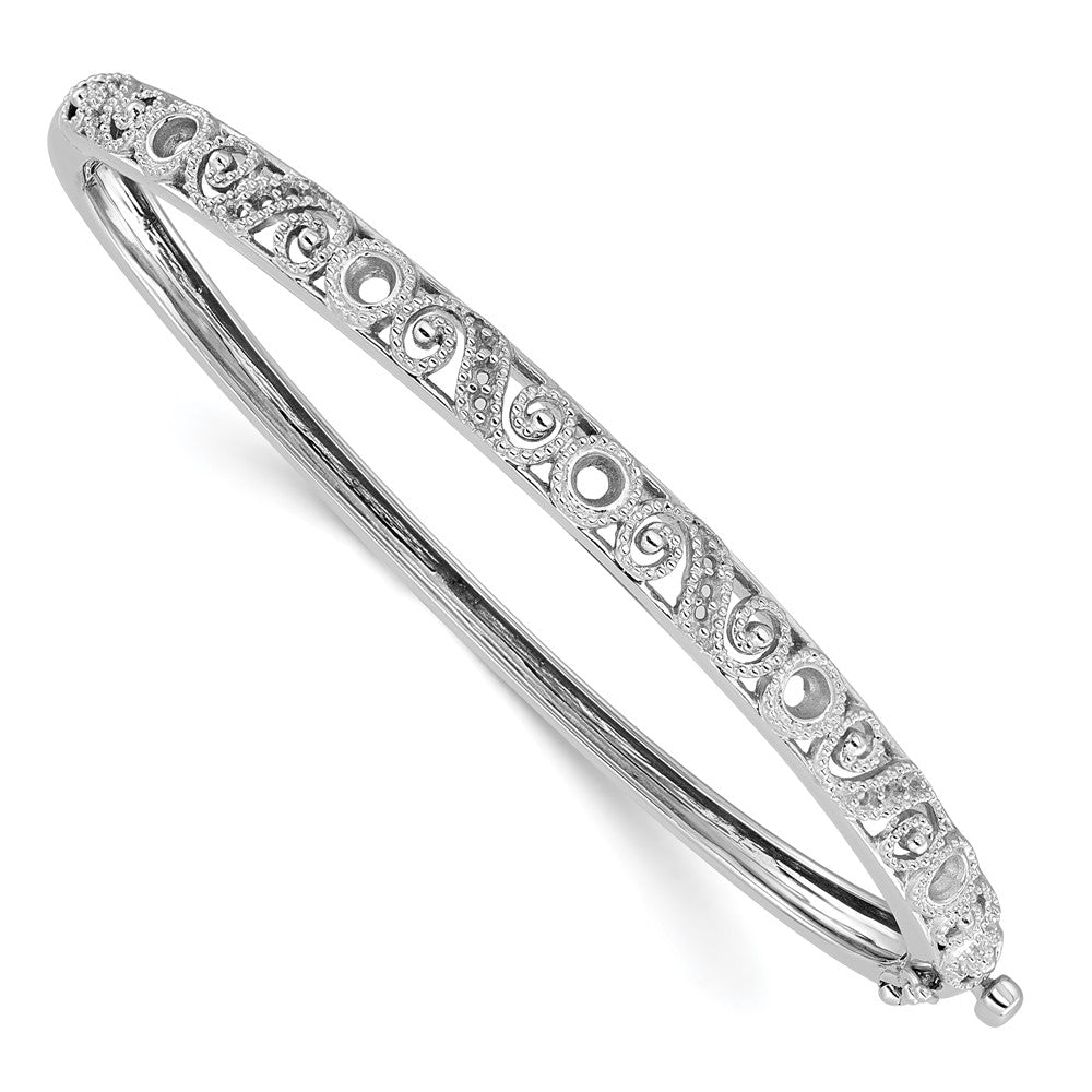 Casted;14K White gold;Hinged;Avail. in 10k yellow gold;Avail. in 18k yellow gold;Avail. in 14k yellow gold;Avail. in platinum;Safety clasp;No safety bar;Filigree;Avail. in 18k white gold