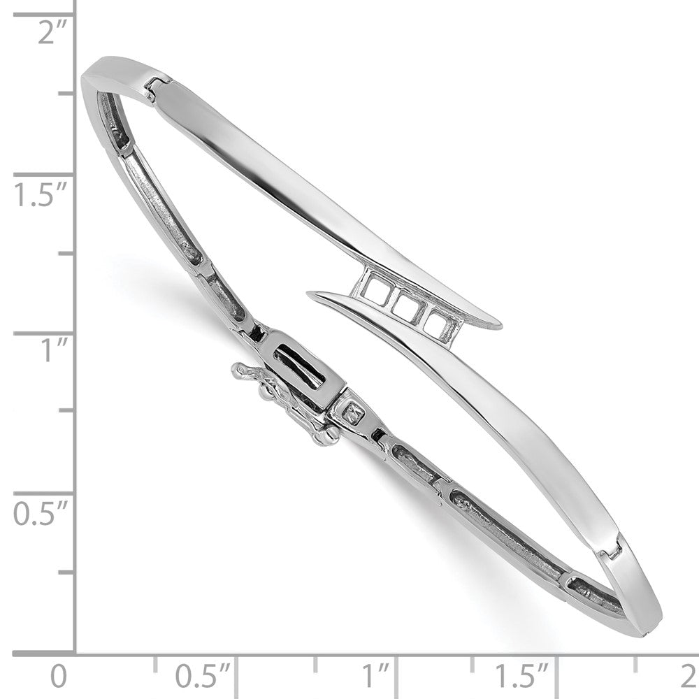 14k White Gold Holds 1/4 carat 3-2.9mm Round Stones Hinged Bangle Bracelet Mounting