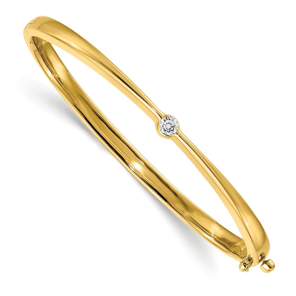 Solid;Casted;Polished;14k Yellow gold;Hinged;Genuine;Diamond;Safety clasp;No safety bar;AA quality