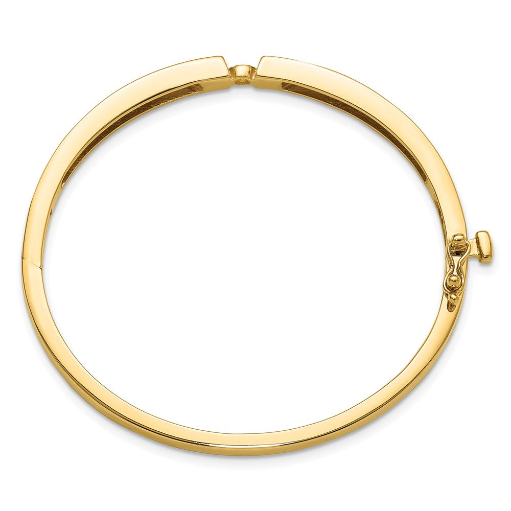 14k Holds 1/2 carat 5.0mm Round Stone Hinged Oval Bangle Bracelet Mounting