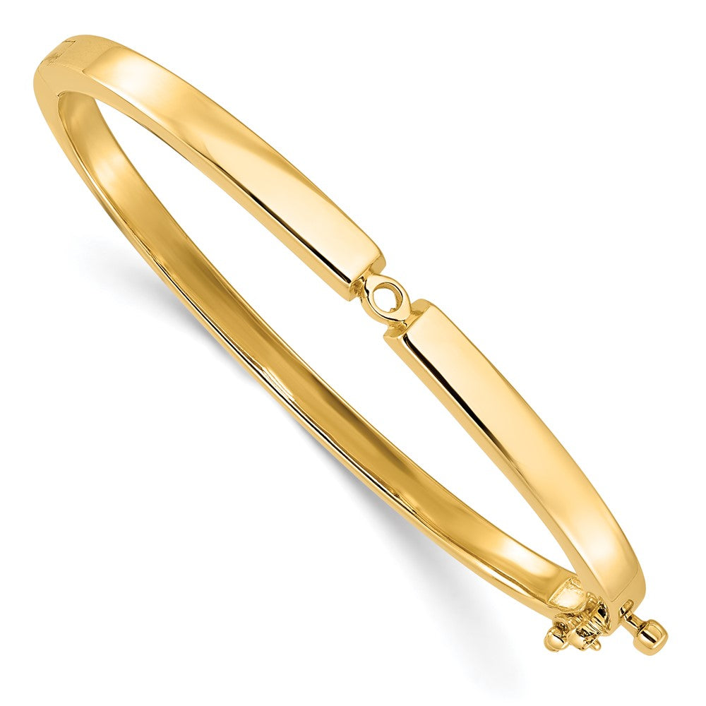 Solid;Casted;Polished;14k Yellow gold;Open back;Hinged;Avail. in 10k yellow gold;Avail. in 18k yellow gold;Avail. in 14k white gold;Avail. in platinum;Safety clasp;No safety bar;Avail. in 10k white gold;Avail. in 18k white gold