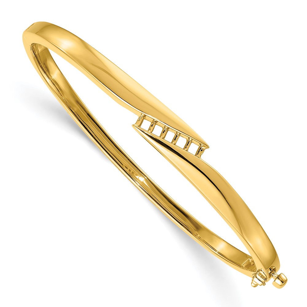 Solid;Casted;Polished;14k Yellow gold;Hinged;Avail. in 10k yellow gold;Avail. in 18k yellow gold;Avail. in 14k white gold;Avail. in platinum;Safety clasp;No safety bar;Avail. in 10k white gold;Avail. in 18k white gold