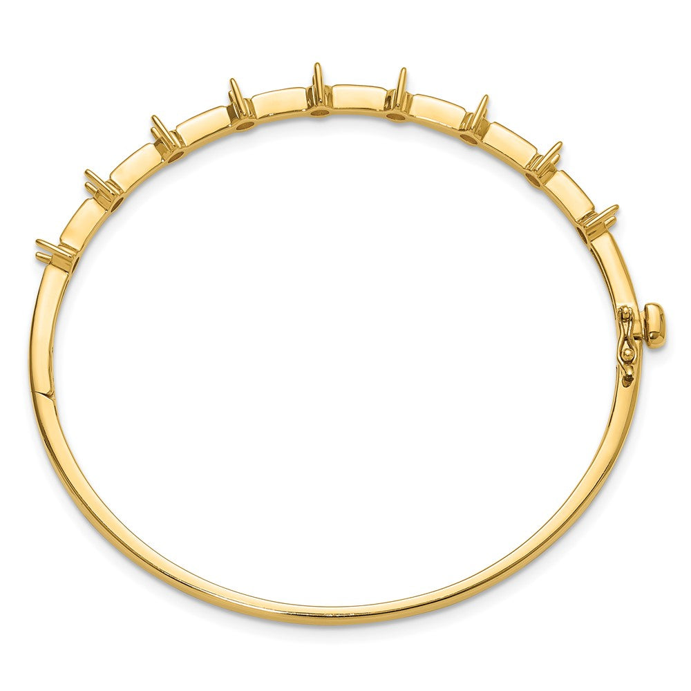 14k Holds 7/8 carat 9-3.0mm Round Stones Hinged Oval Bangle Bracelet Mounting