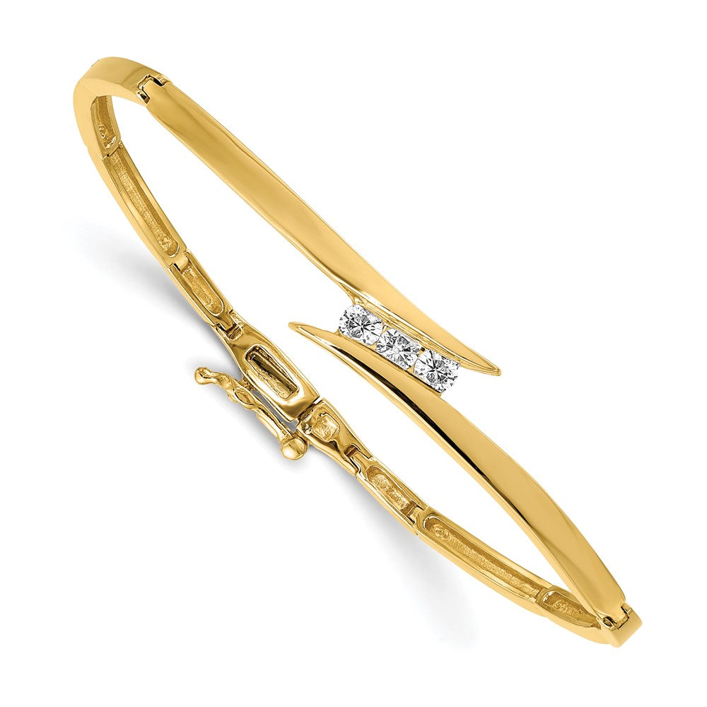 Polished;14k Yellow gold;Hinged;Diamond;Safety clasp;No safety bar;AA quality