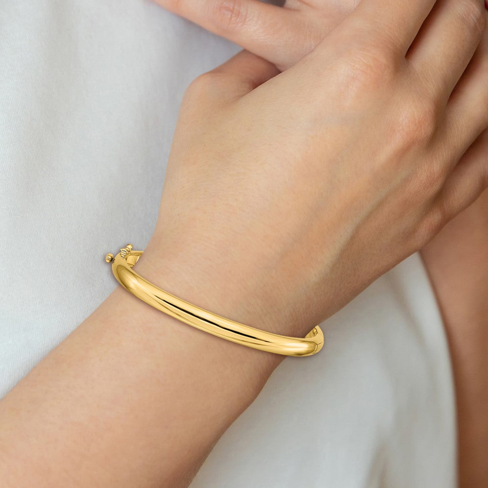 14k 5.6mm Polished Solid Hinged Oval Bangle Bracelet