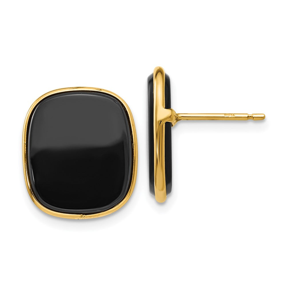 Polished;14k Yellow gold;Post;Genuine;Onyx