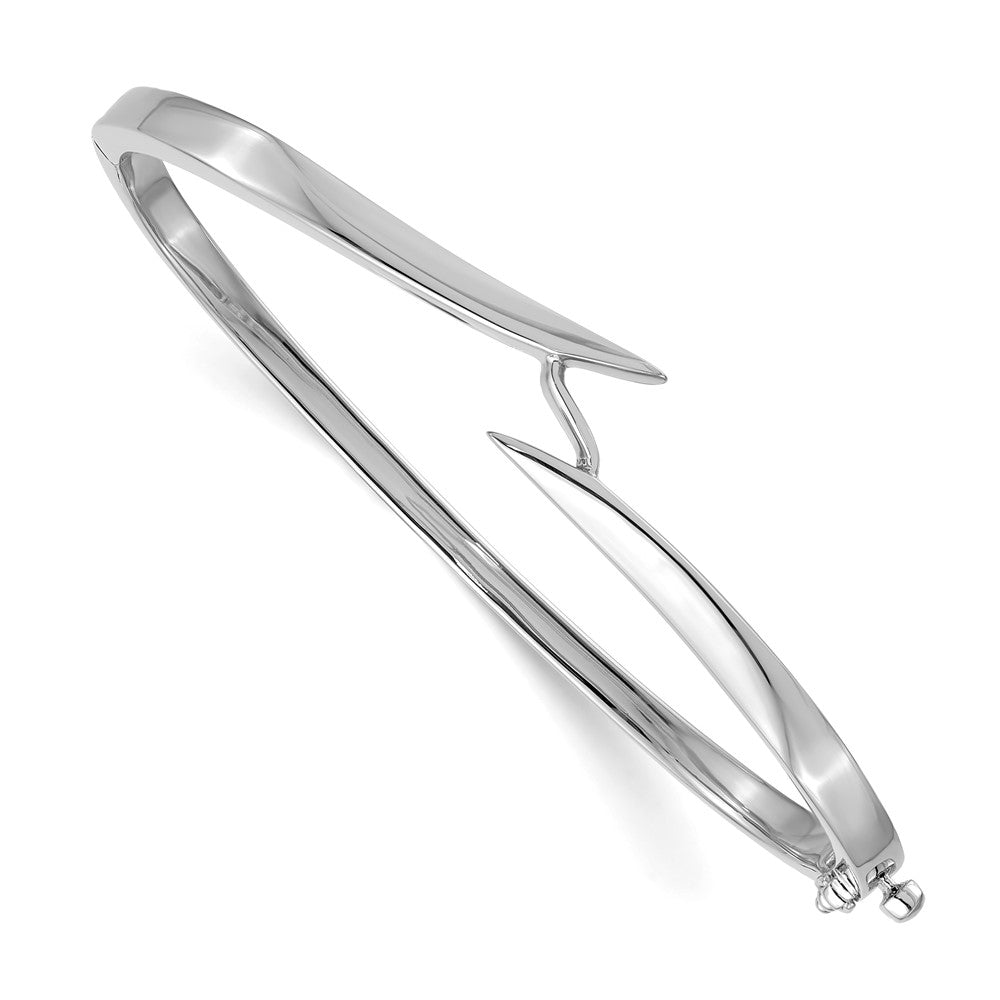 Solid;Casted;Polished;14K White gold;Hinged;Avail. in 10k yellow gold;Avail. in 18k yellow gold;Avail. in platinum;Special lengths avail.;Safety clasp;No safety bar;Avail. in 10k white gold;Avail. in 18k white gold