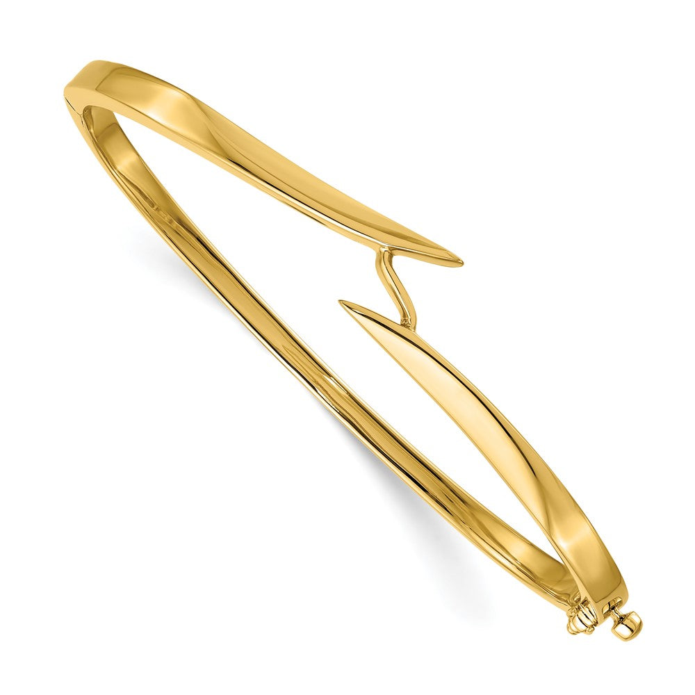 Solid;Casted;Polished;14k Yellow gold;Hinged;Avail. in 10k yellow gold;Avail. in 18k yellow gold;Avail. in platinum;Safety clasp;No safety bar;Avail. in 10k white gold;Avail. in 18k white gold