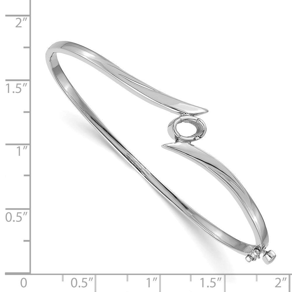 14k White Gold Holds 3/8 carat 6x4mm Oval Stone Hinged Oval Bangle Bracelet Mounting