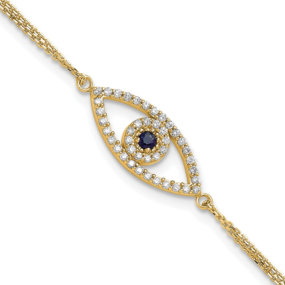 14k Yellow gold;Lobster;Diamond;Sapphire;A quality;1in extender;2-strand