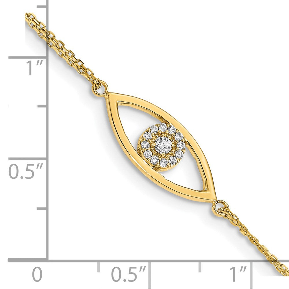 14k Complete A Diamond Evil Eye 2-Strand 7 inch Bracelet with 1 inch Extender