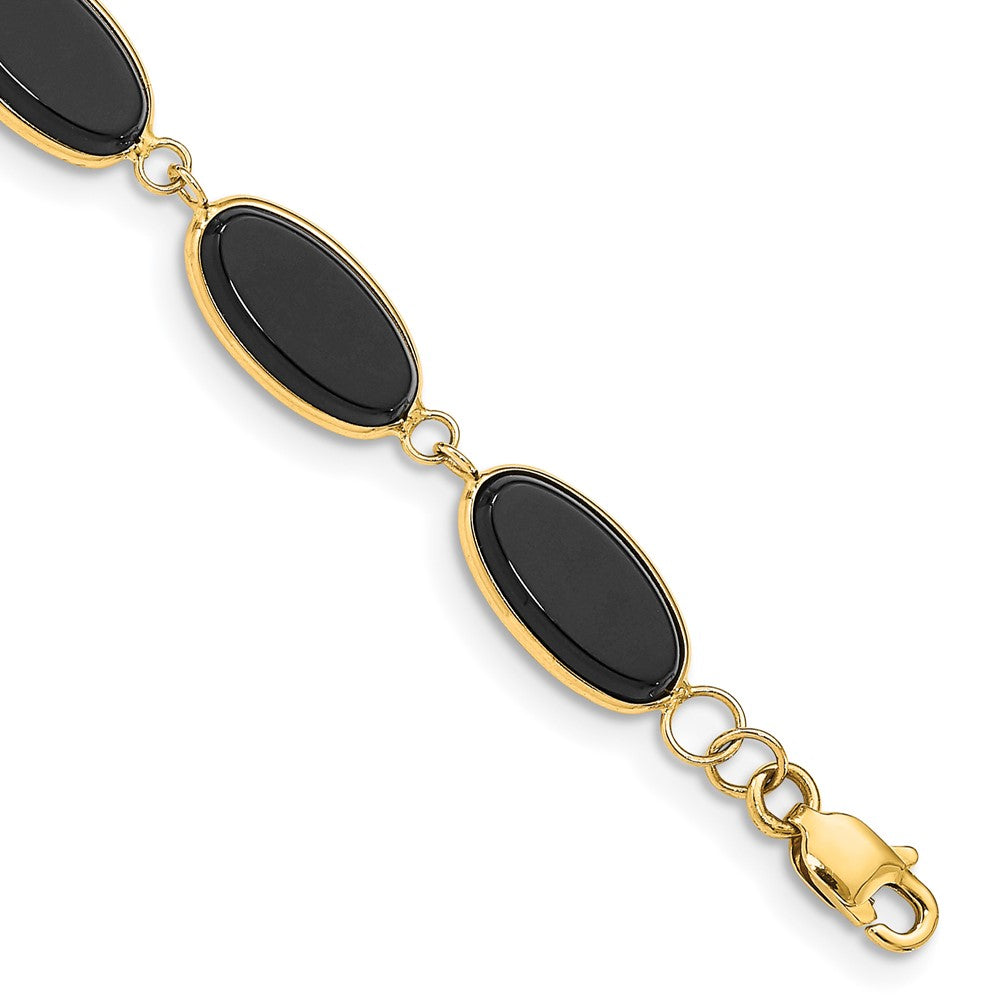 Polished;14k Yellow gold;Genuine;Lobster;Onyx