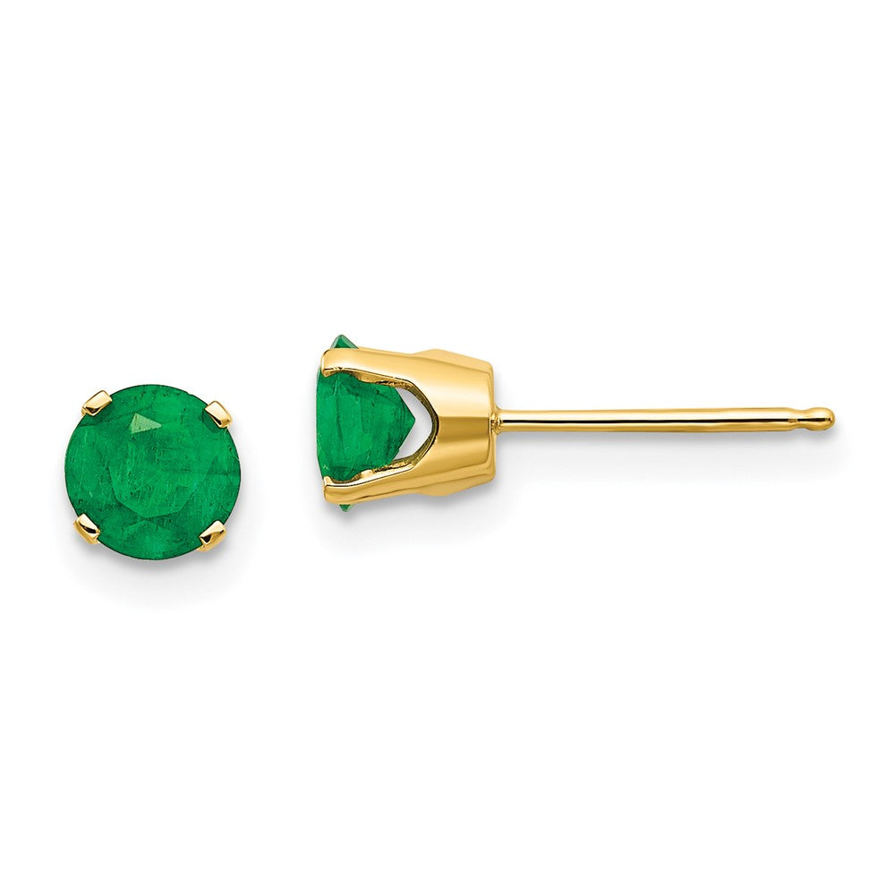 14k Yellow gold;Post;Genuine;Emerald