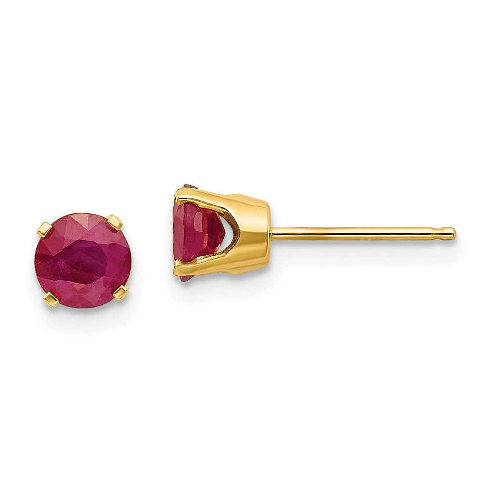 14k Yellow gold;Post;Genuine;Ruby